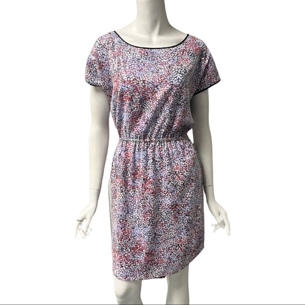 DKNY Print Clear Sequin Short Sleeve Dress‎